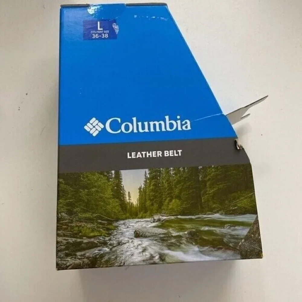 NEW Columbia Men's Leather Belt L Fits Pant Size 36-38 Black